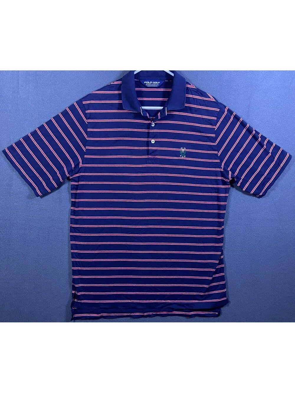 Ralph Lauren Polo Shirt Mens L Blue Pacific Coast Golf Club Pima Preppy Heritage